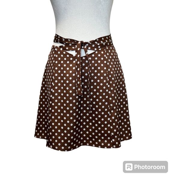 GIANNI BINI Tate Dot Brown Polka Dot Mini Skirt Size 10 - Picture 1 of 11